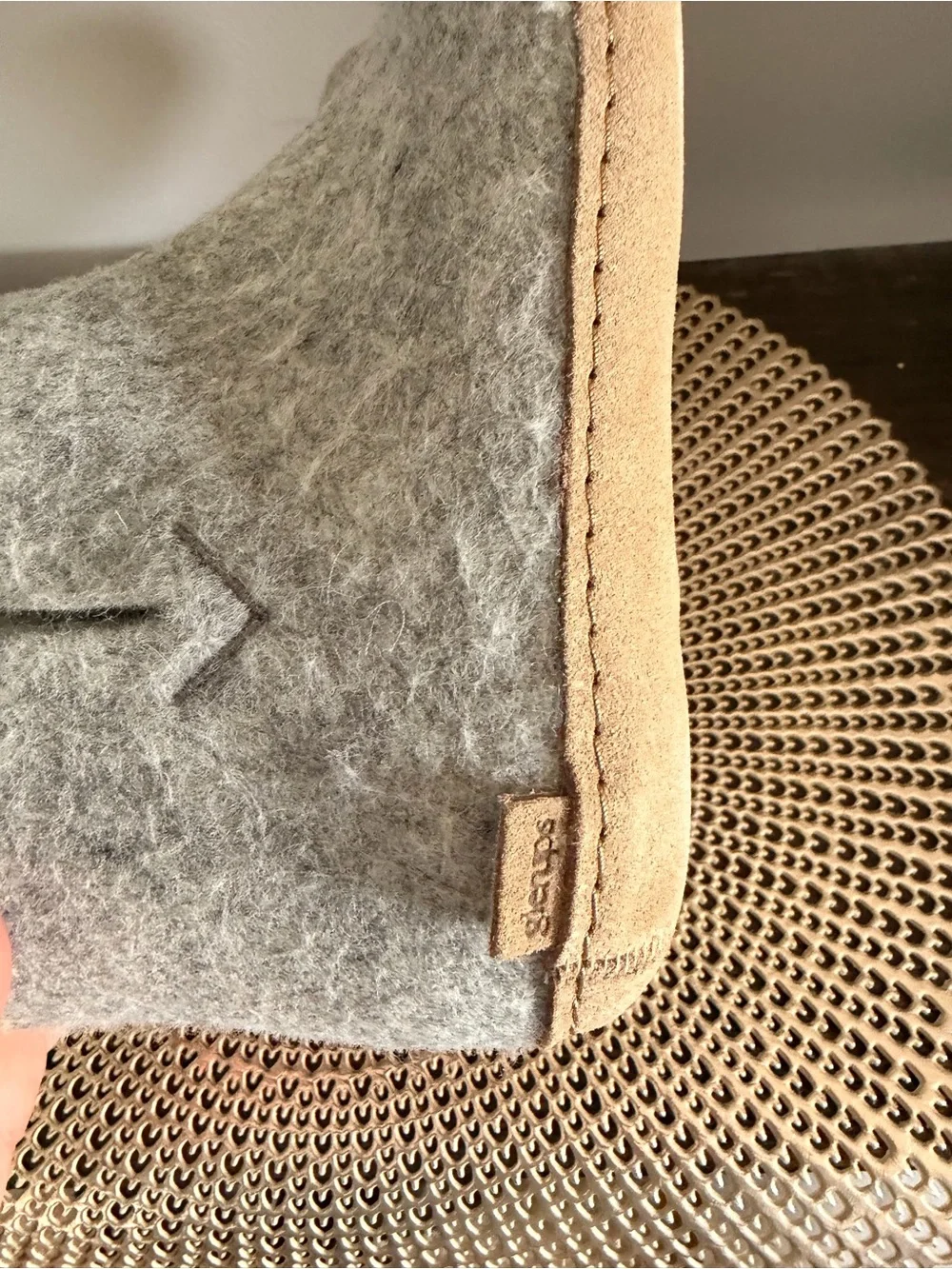 Glerups Grey Wool Ankle Bootie Leather Sole - Cozy Slip-On Size 37 (7)